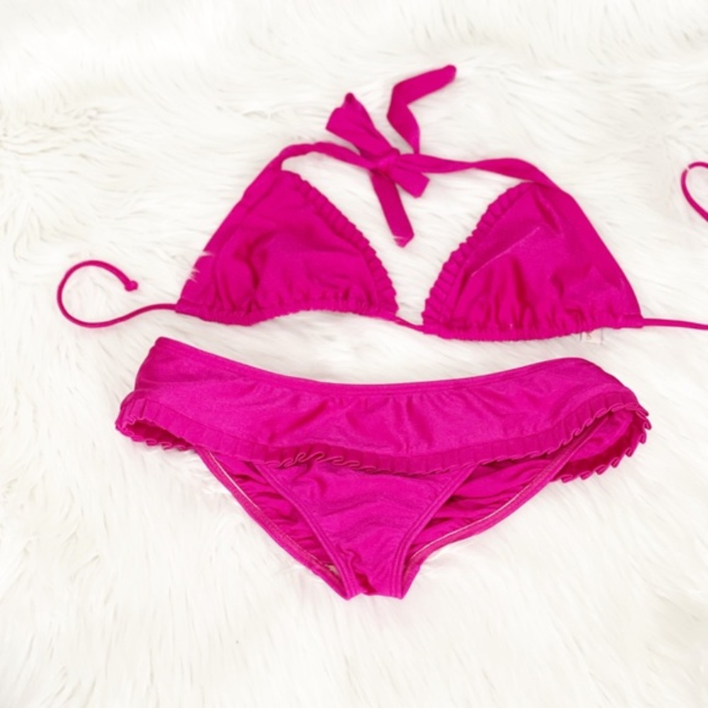 Luli Fama Pink Ruffle Bikini